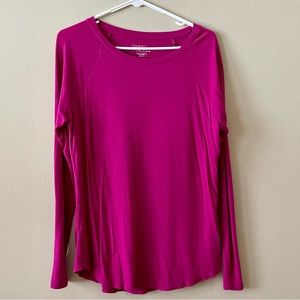 Time and Tru Raglan Sleeve Loose Fit Long Sleeve T Short Dark Pink Lolita